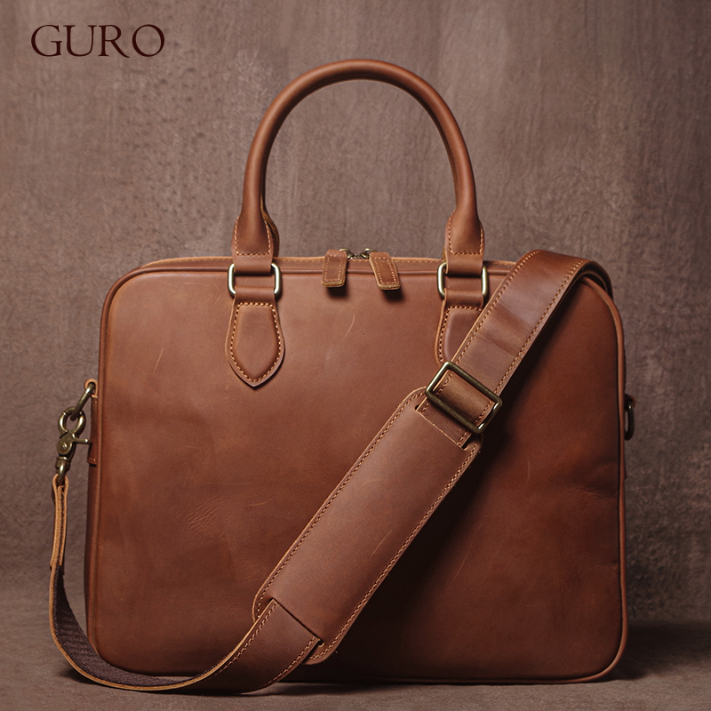 GURO Men Crazy Horse Cowhide B - Luxury Bags Tote ulasan dan harga